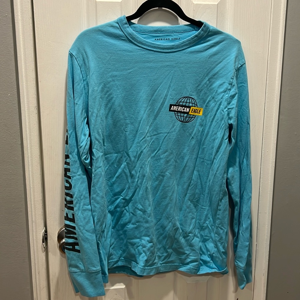 Men’s American Eagle blue l/s graphic tshirt, M